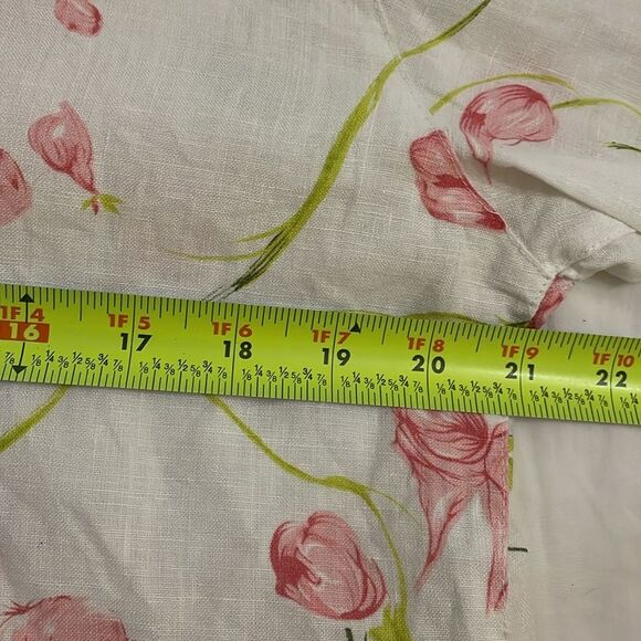 Island Republic White Floral Linen Button Up Shirt Womens Size Small Oversized - Picture 5 of 10